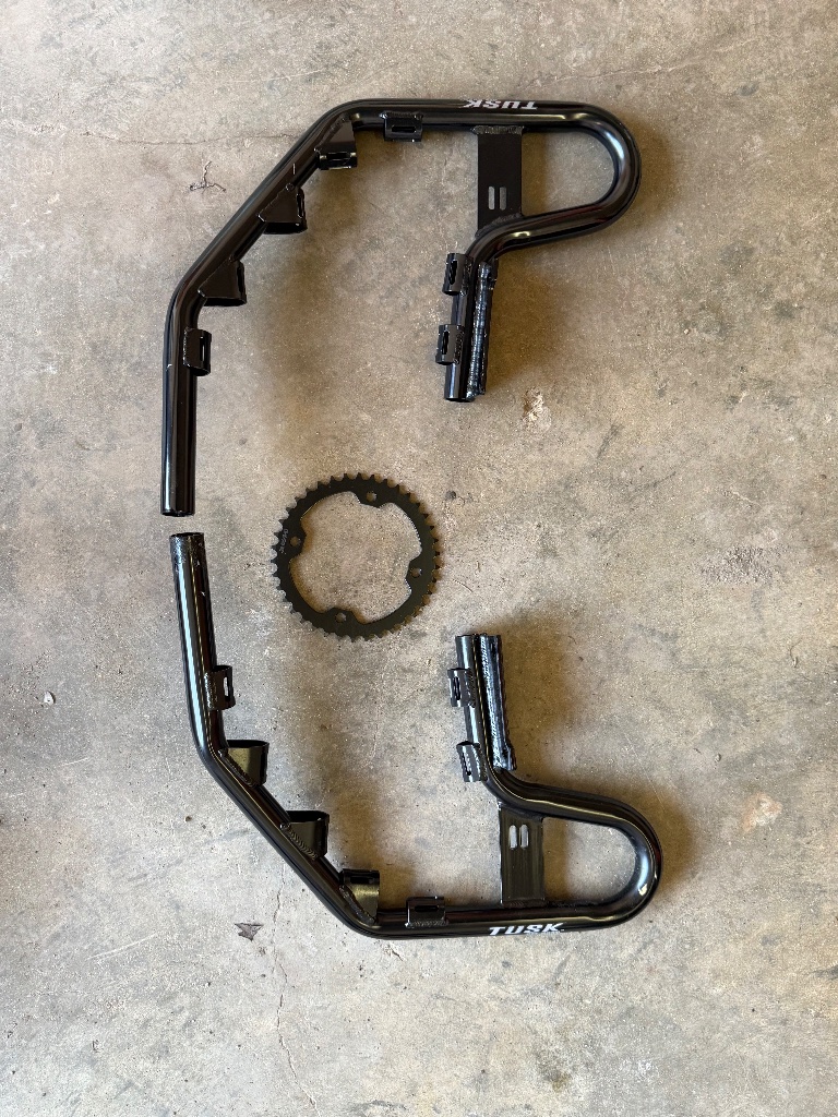 (1) Tusk motorcycle pannier rack set with sprocket