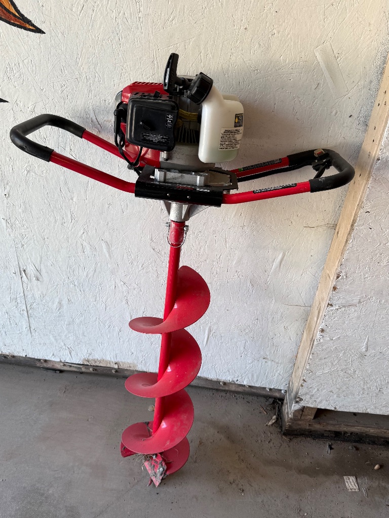 Red and black power earth auger