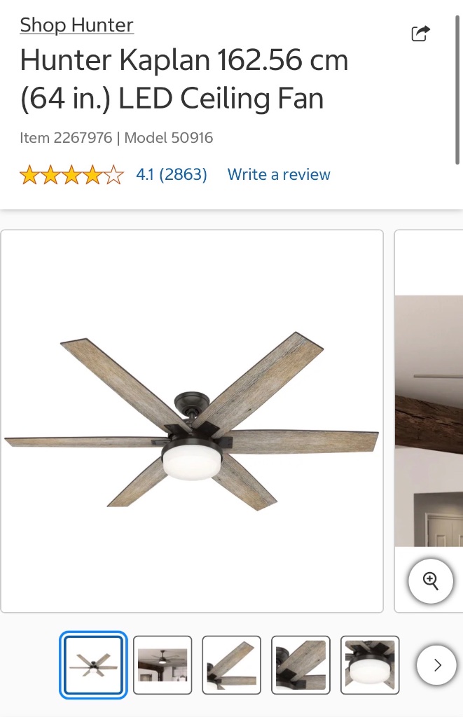 New in box hunter kaplan 64” ceiling fan